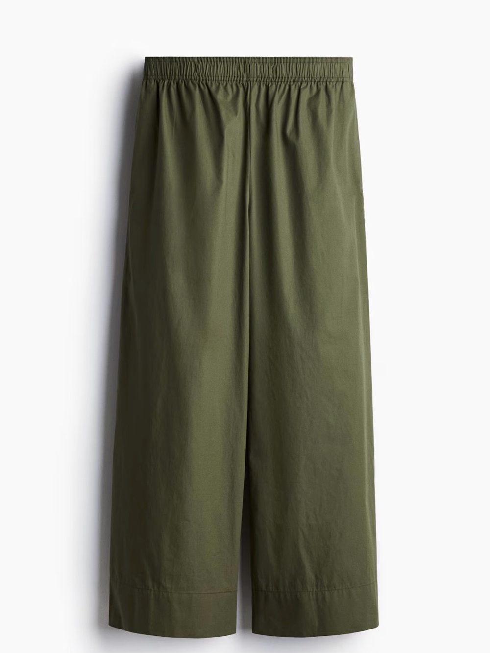 Olive Wide-Leg Pull-On Cropped Pants